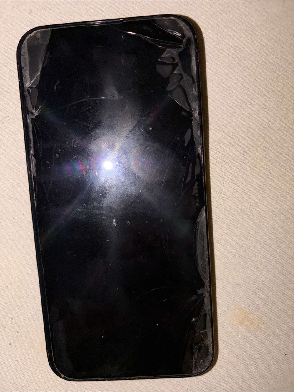 Electronics Black iPhone 14 Pro Max with Cracked Screen Not Operating